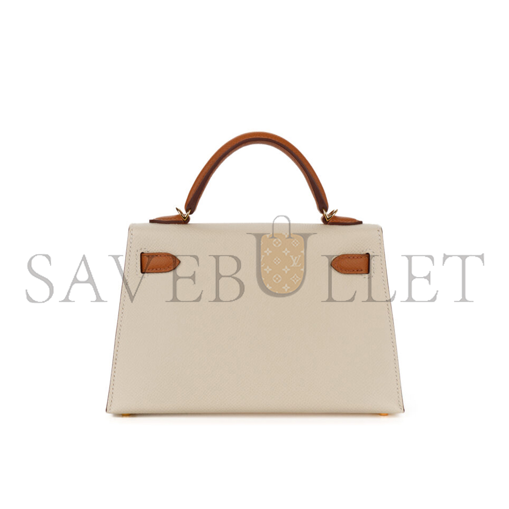 H**mes master mini kelly ii cream white epsom gold hardware (19*12*5.5cm)